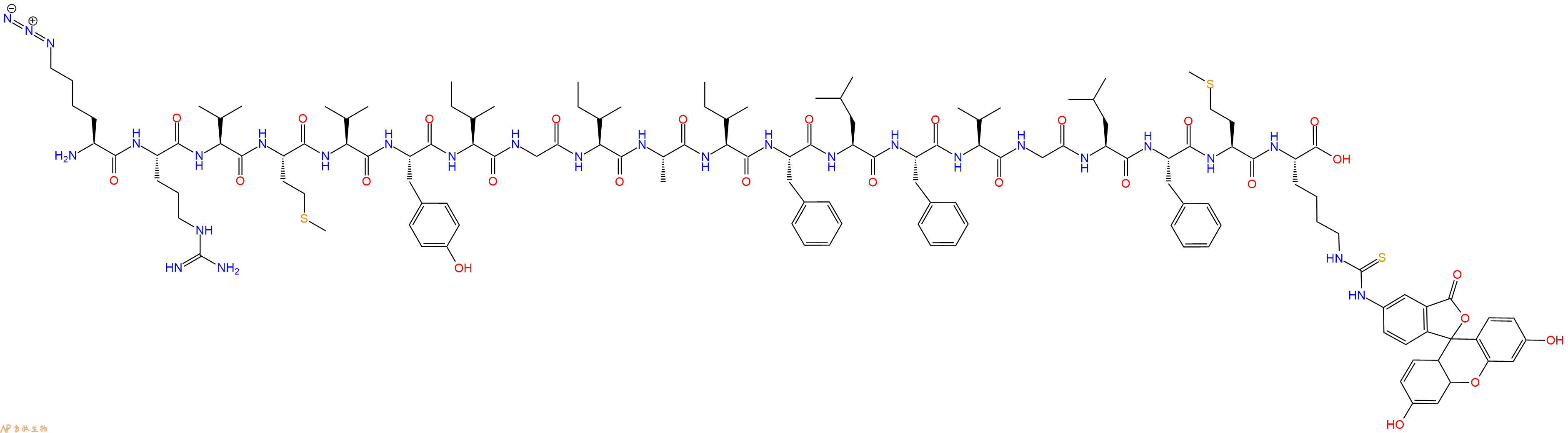 专肽生物产品H2N-Lys(N3)-Arg-Val-Met-Val-Tyr-Ile-Gly-Ile-Ala-Ile-Phe-Leu-Phe-Val-Gly-Leu-Phe-Met-Lys(FITC)-OH