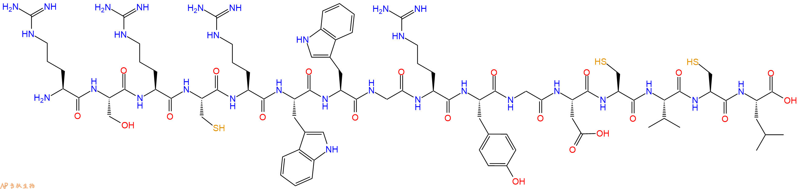 专肽生物产品H2N-Arg-Ser-Arg-Cys-Arg-Trp-Trp-Gly-Arg-Tyr-Gly-Asp-Cys-Val-Cys-Leu-OH