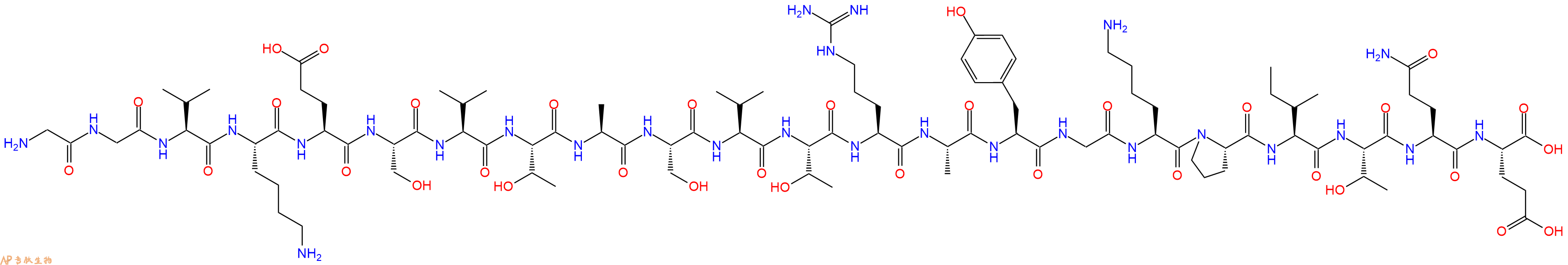 专肽生物产品H2N-Gly-Gly-Val-Lys-Glu-Ser-Val-Thr-Ala-Ser-Val-Thr-Arg-Ala-Tyr-Gly-Lys-Pro-Ile-Thr-Gln-Glu-OH
