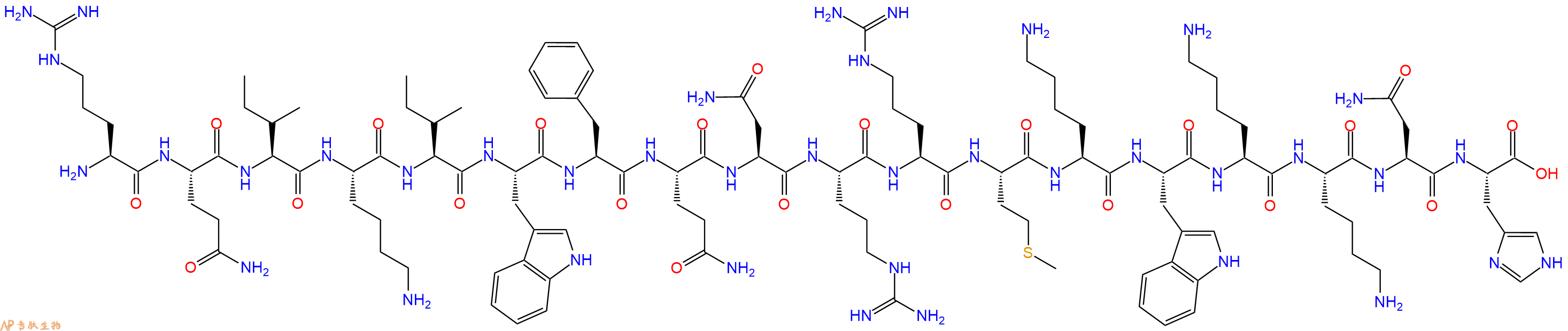 专肽生物产品H2N-Arg-Gln-Ile-Lys-Ile-Trp-Phe-Gln-Asn-Arg-Arg-Met-Lys-Trp-Lys-Lys-Asn-His-OH