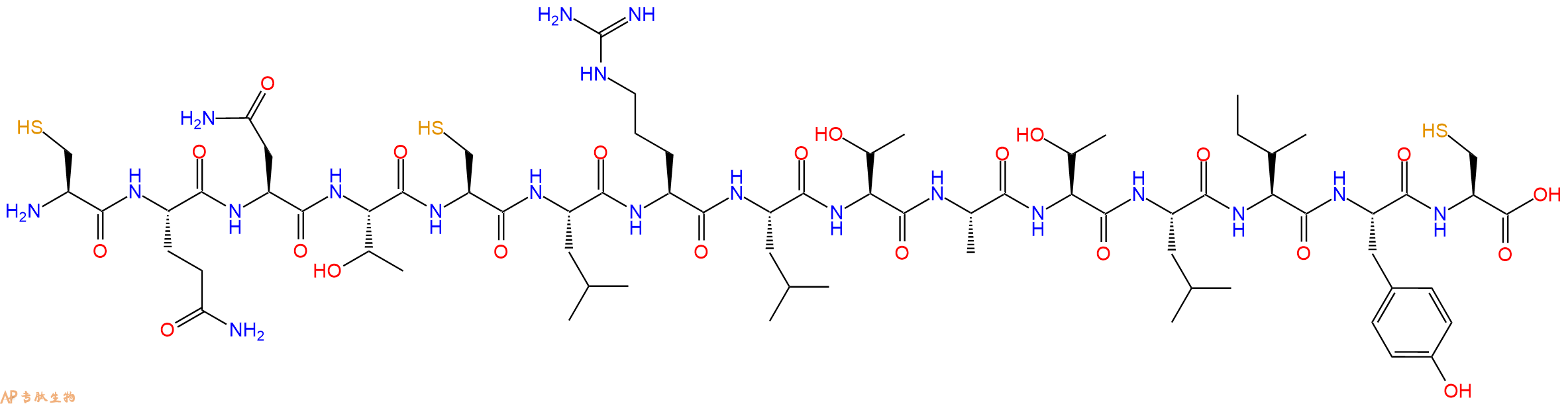 专肽生物产品H2N-Cys-Gln-Asn-Thr-Cys-Leu-Arg-Leu-Thr-Ala-Thr-Leu-Ile-Tyr-Cys-OH