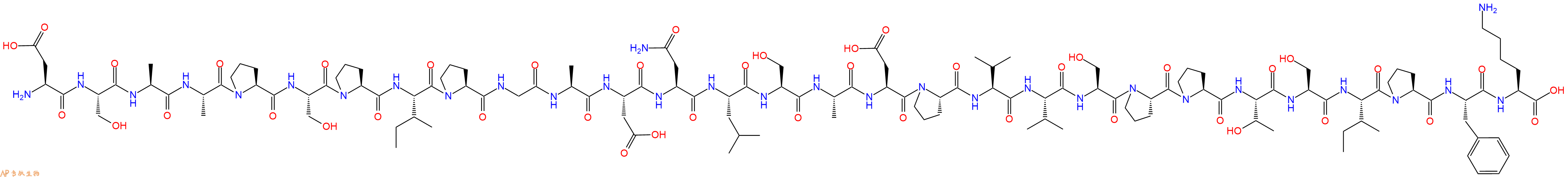 专肽生物产品H2N-Asp-Ser-Ala-Ala-Pro-Ser-Pro-Ile-Pro-Gly-Ala-Asp-Asn-Leu-Ser-Ala-Asp-Pro-Val-Val-Ser-Pro-Pro-Thr-Ser-Ile-Pro-Phe-Lys-OH