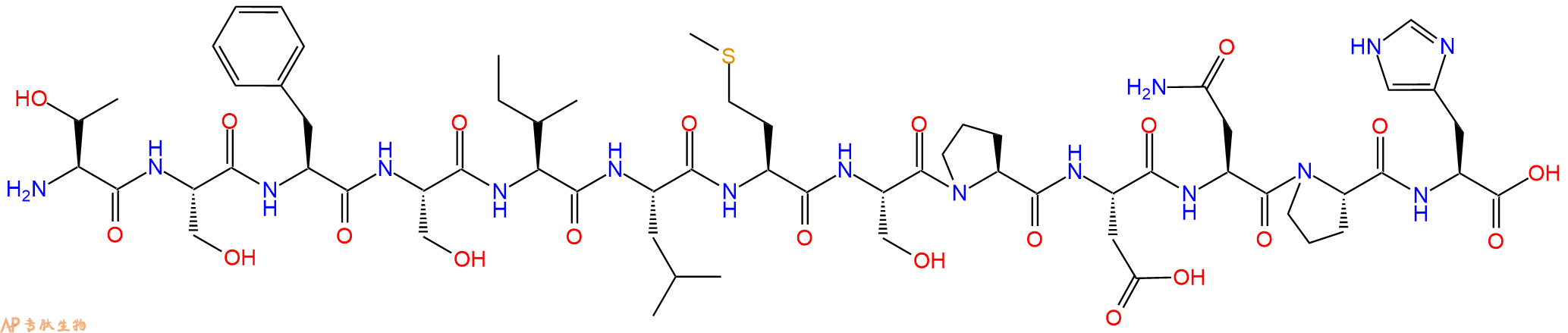 专肽生物产品H2N-Thr-Ser-Phe-Ser-Ile-Leu-Met-Ser-Pro-Asp-Asn-Pro-His-OH