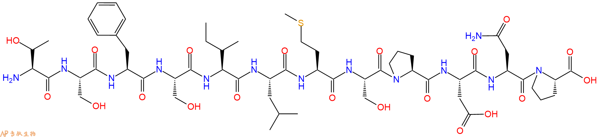 专肽生物产品H2N-Thr-Ser-Phe-Ser-Ile-Leu-Met-Ser-Pro-Asp-Asn-Pro-OH