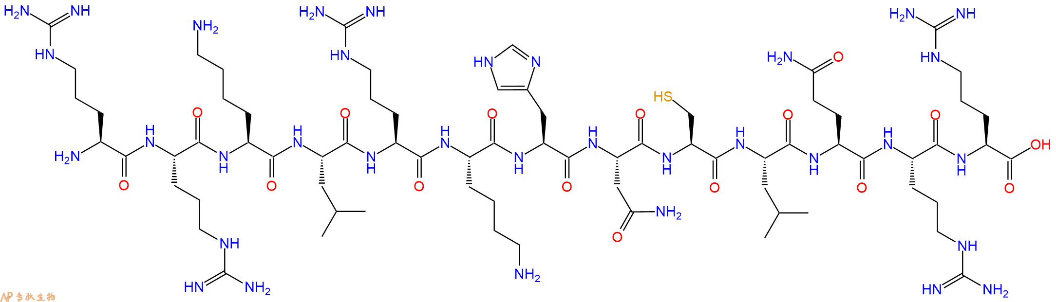 专肽生物产品H2N-Arg-Arg-Lys-Leu-Arg-Lys-His-Asn-Cys-Leu-Gln-Arg-Arg-OH