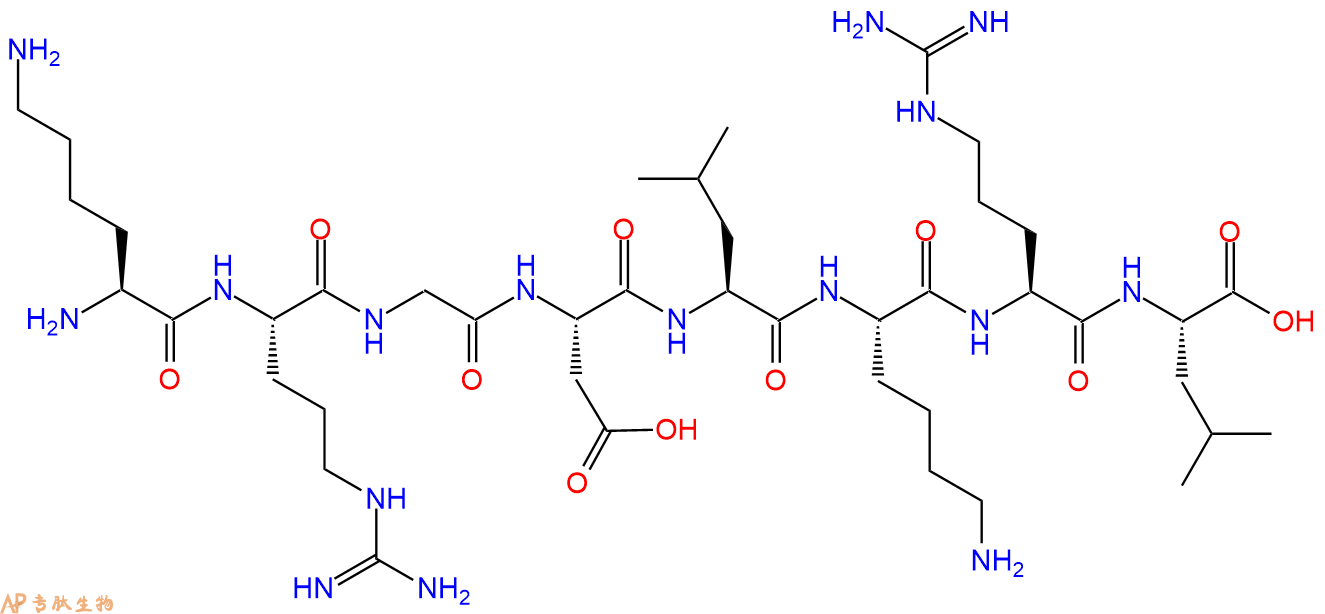 专肽生物产品H2N-Lys-Arg-Gly-Asp-Leu-Lys-Arg-Leu-OH