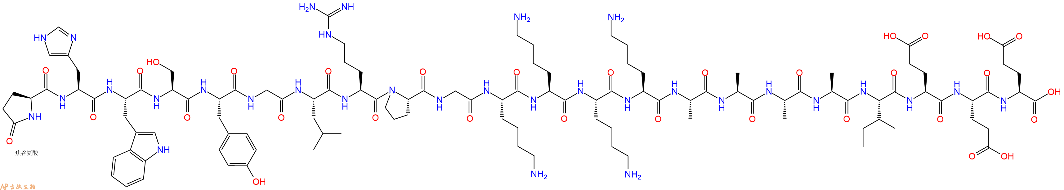 专肽生物产品Pyr-His-Trp-Ser-Tyr-Gly-Leu-Arg-Pro-Gly-Lys-Lys-Lys-Lys-Ala-Ala-Ala-Ala-Ile-Glu-Glu-Glu-OH