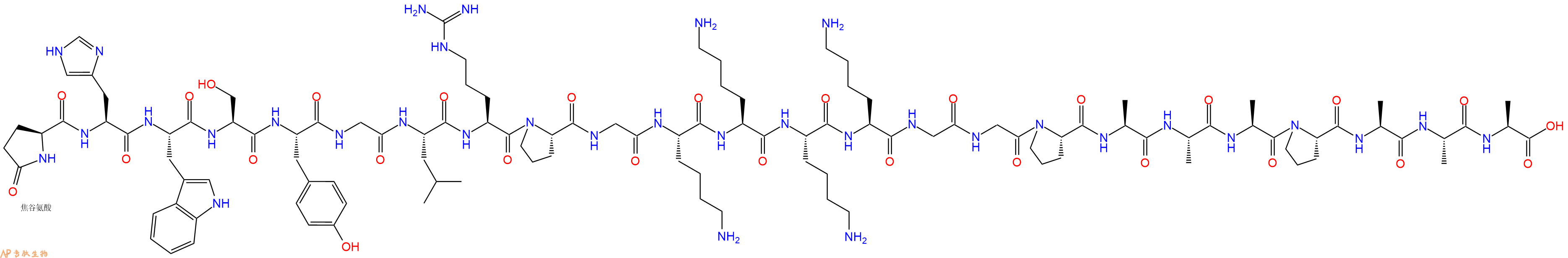专肽生物产品Pyr-His-Trp-Ser-Tyr-Gly-Leu-Arg-Pro-Gly-Lys-Lys-Lys-Lys-Gly-Gly-Pro-Ala-Ala-Ala-Pro-Ala-Ala-Ala-OH