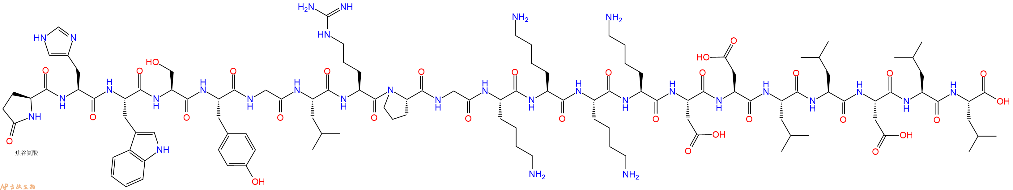 专肽生物产品Pyr-His-Trp-Ser-Tyr-Gly-Leu-Arg-Pro-Gly-Lys-Lys-Lys-Lys-Asp-Asp-Leu-Leu-Asp-Leu-Leu-OH