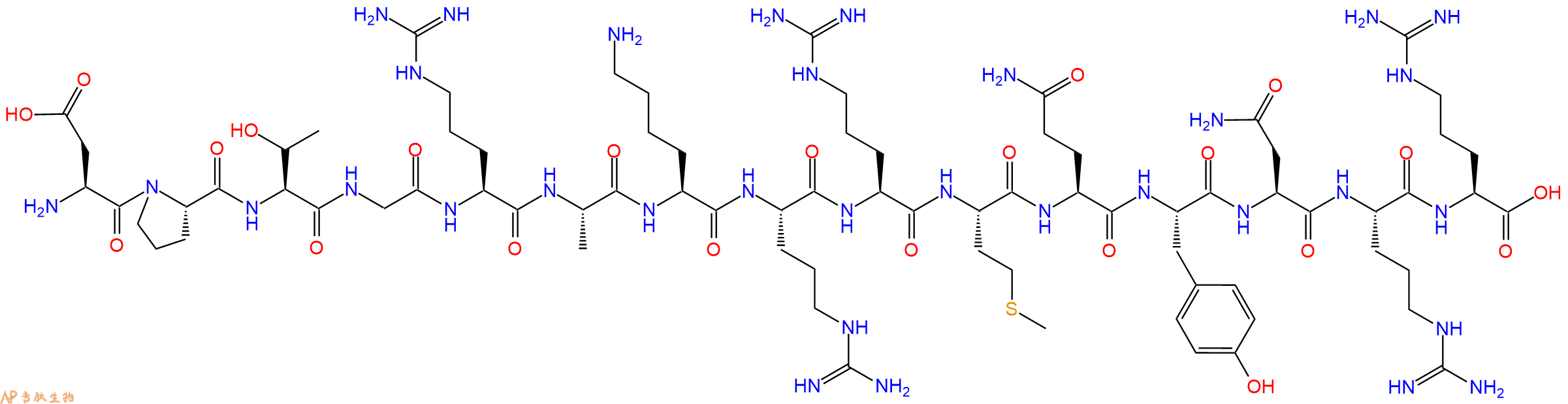 专肽生物产品H2N-Asp-Pro-Thr-Gly-Arg-Ala-Lys-Arg-Arg-Met-Gln-Tyr-Asn-Arg-Arg-OH