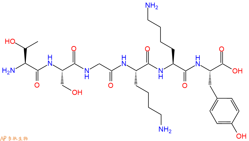 专肽生物产品H2N-Thr-Ser-Gly-Lys-Lys-Tyr-OH