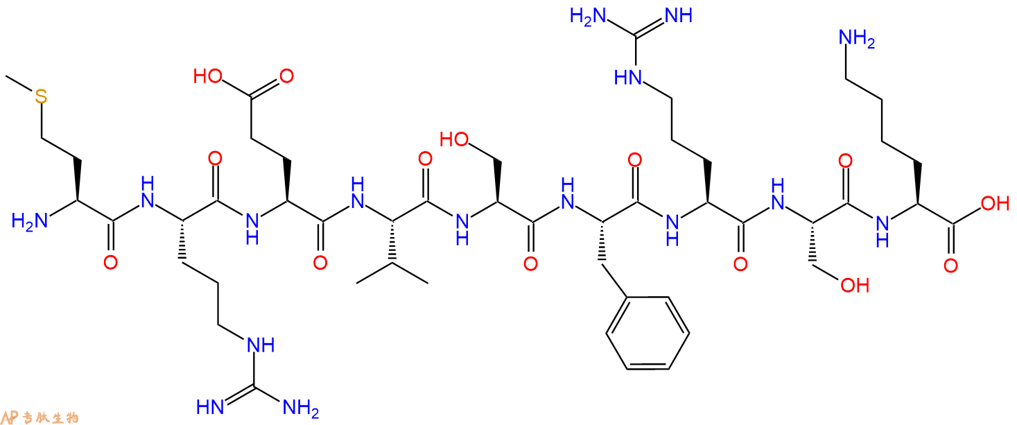 专肽生物产品H2N-Met-Arg-Glu-Val-Ser-Phe-Arg-Ser-Lys-OH