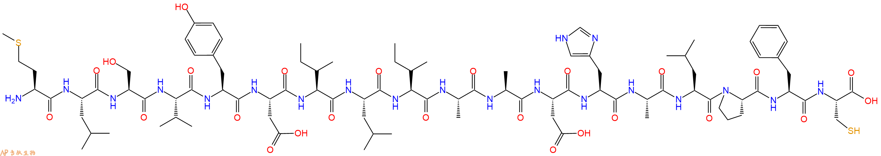 专肽生物产品H2N-Met-Leu-Ser-Val-Tyr-Asp-Ile-Leu-Ile-Ala-Ala-Asp-His-Ala-Leu-Pro-Phe-Cys-OH