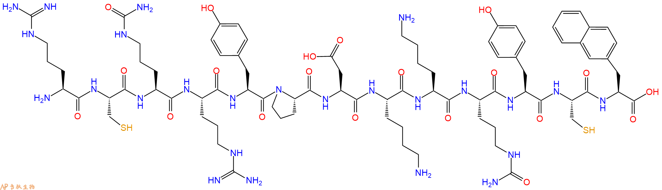 专肽生物产品H2N-Arg-Cys-Cit-Arg-Tyr-Pro-Asp-Lys-Lys-Cit-Tyr-Cys-2Nal-OH
