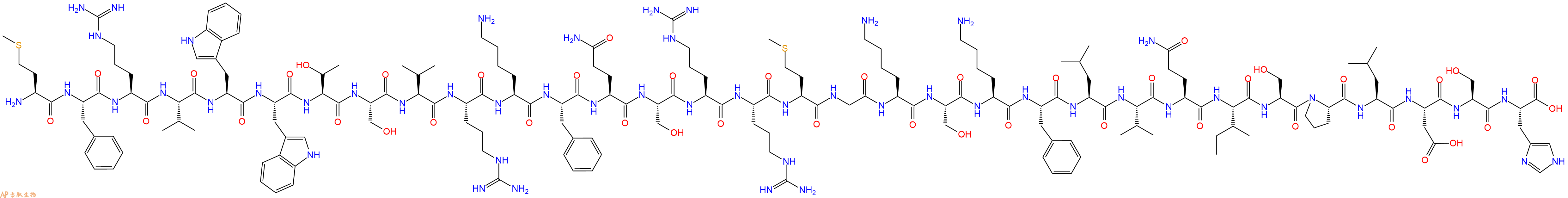 专肽生物产品H2N-Met-Phe-Arg-Val-Trp-Trp-Thr-Ser-Val-Arg-Lys-Phe-Gln-Ser-Arg-Arg-Met-Gly-Lys-Ser-Lys-Phe-Leu-Val-Gln-Ile-Ser-Pro-Leu-Asp-Ser-His-OH