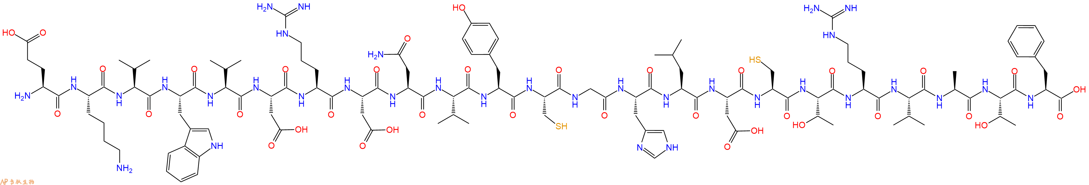 专肽生物产品H2N-Glu-Lys-Val-Trp-Val-Asp-Arg-Asp-Asn-Val-Tyr-Cys-Gly-His-Leu-Asp-Cys-Thr-Arg-Val-Ala-Thr-Phe-OH