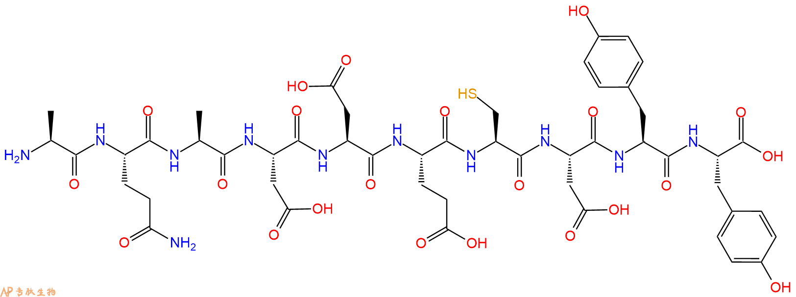 专肽生物产品H2N-Ala-Gln-Ala-Asp-Asp-Glu-Cys-Asp-Tyr-Tyr-OH