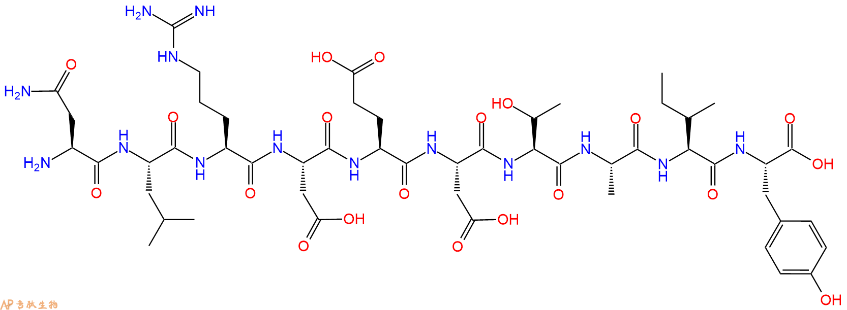 专肽生物产品H2N-Asn-Leu-Arg-Asp-Glu-Asp-Thr-Ala-Ile-Tyr-OH
