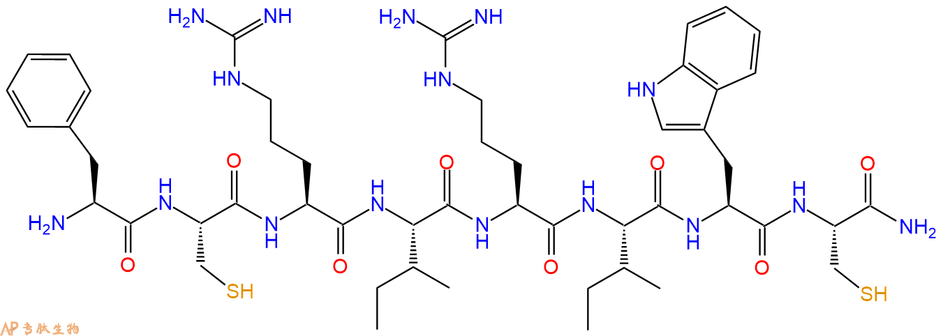 专肽生物产品H2N-Phe-Cys-Arg-Ile-Arg-Ile-Trp-Cys-CONH2