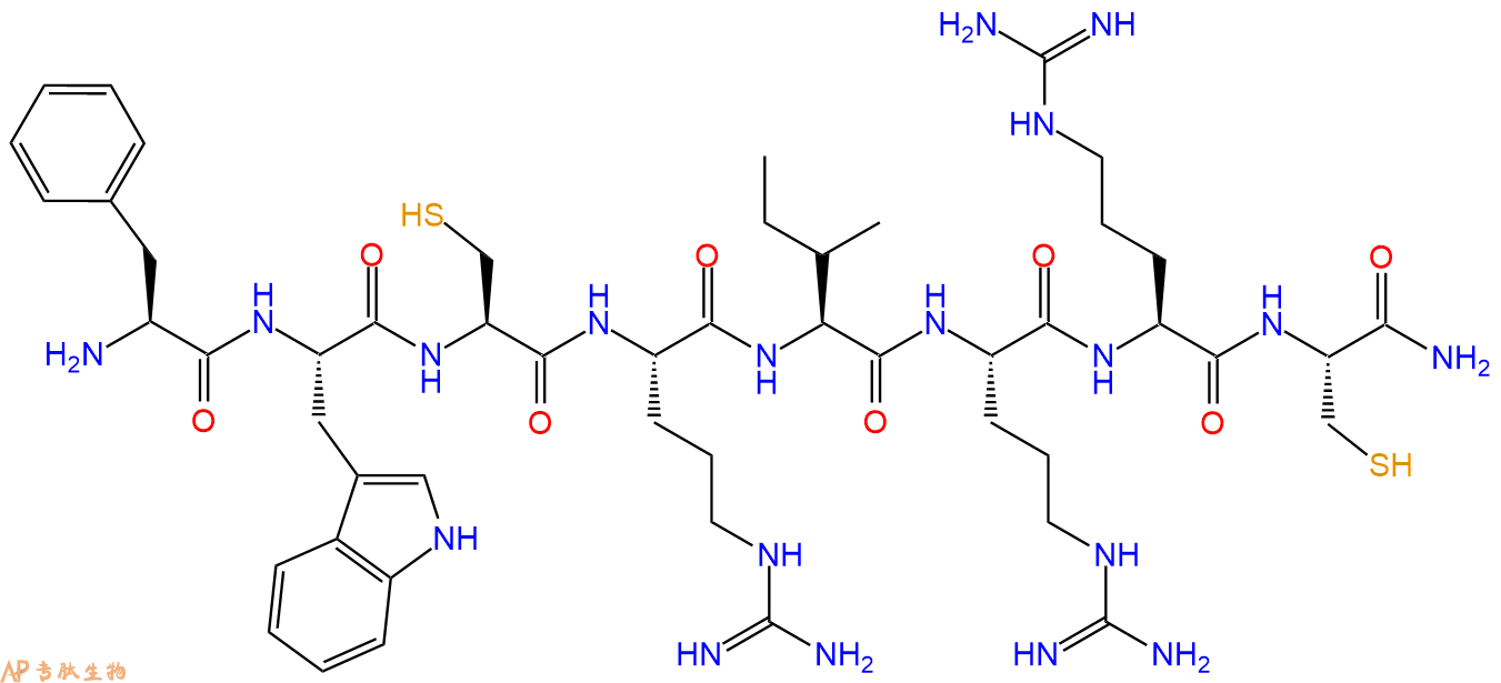 专肽生物产品H2N-Phe-Trp-Cys-Arg-Ile-Arg-Arg-Cys-CONH2