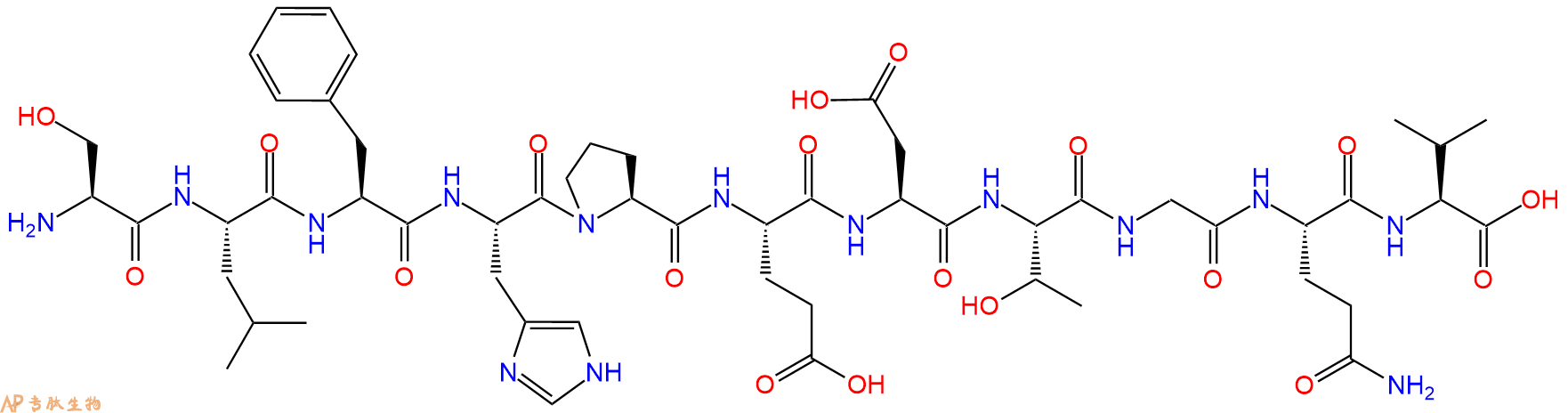 专肽生物产品H2N-Ser-Leu-Phe-His-Pro-Glu-Asp-Thr-Gly-Gln-Val-OH