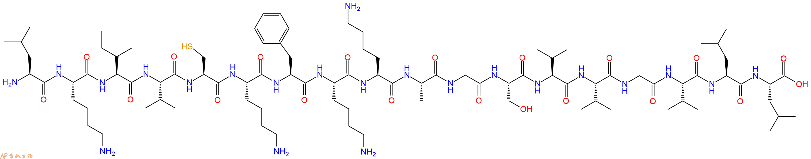 专肽生物产品H2N-Leu-Lys-Ile-Val-Cys-Lys-Phe-Lys-Lys-Ala-Gly-Ser-Val-Val-Gly-Val-Leu-Leu-OH