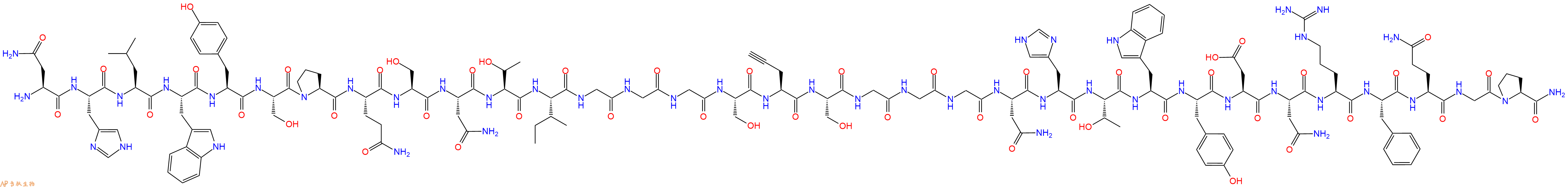 专肽生物产品H2N-Asn-His-Leu-Trp-Tyr-Ser-Pro-Gln-Ser-Asn-Thr-Ile-Gly-Gly-Gly-Ser-Pra-Ser-Gly-Gly-Gly-Asn-His-Thr-Trp-Tyr-Asp-Asn-Arg-Phe-Gln-Gly-Pro-CONH2