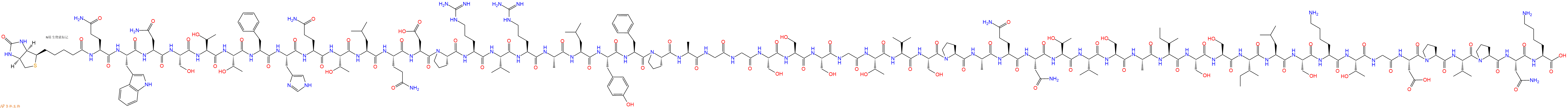 专肽生物产品Biotinyl-Gln-Trp-Asn-Ser-Thr-Thr-Phe-His-Gln-Thr-Leu-Gln-Asp-Pro-Arg-Val-Arg-Ala-Leu-Tyr-Phe-Pro-Ala-Gly-Gly-Ser-Ser-Ser-Gly-Thr-Val-Ser-Pro-Ala-Gln-Asn-Thr-Val-Ser-Ala-Ile-Ser-Ser-Ile-Leu-Ser-Lys-Thr-Gly-Asp-Pro-Val-Pro-Asn-Lys-OH