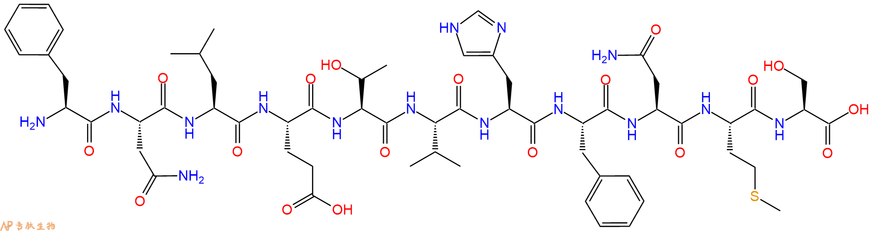 专肽生物产品H2N-Phe-Asn-Leu-Glu-Thr-Val-His-Phe-Asn-Met-Ser-OH
