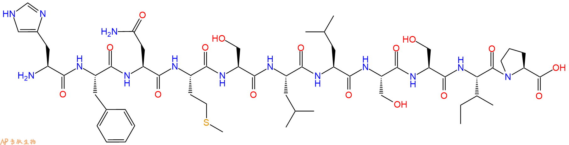 专肽生物产品H2N-His-Phe-Asn-Met-Ser-Leu-Leu-Ser-Ser-Ile-Pro-OH