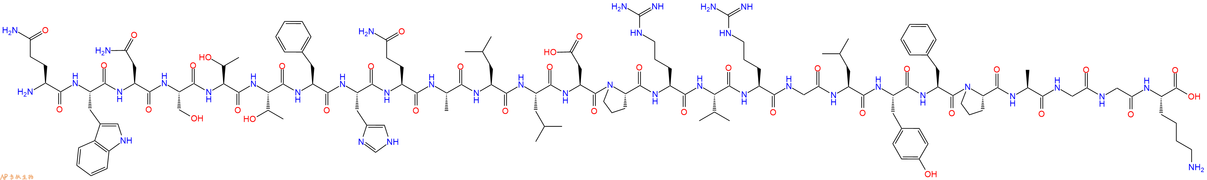 专肽生物产品H2N-Gln-Trp-Asn-Ser-Thr-Thr-Phe-His-Gln-Ala-Leu-Leu-Asp-Pro-Arg-Val-Arg-Gly-Leu-Tyr-Phe-Pro-Ala-Gly-Gly-Lys-OH