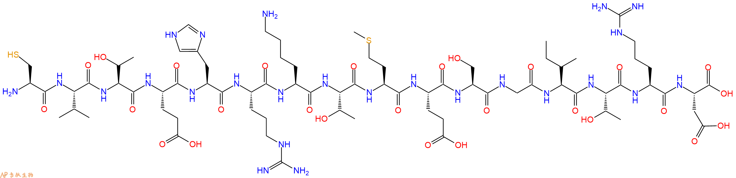 专肽生物产品H2N-Cys-Val-Thr-Glu-His-Arg-Lys-Thr-Met-Glu-Ser-Gly-Ile-Thr-Arg-Asp-OH