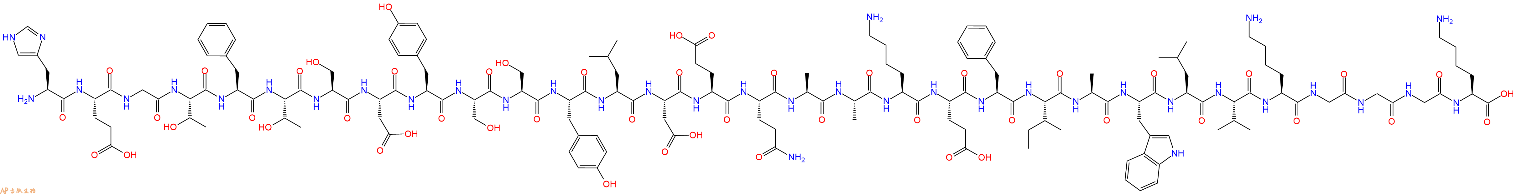 专肽生物产品H2N-His-Glu-Gly-Thr-Phe-Thr-Ser-Asp-Tyr-Ser-Ser-Tyr-Leu-Asp-Glu-Gln-Ala-Ala-Lys-Glu-Phe-Ile-Ala-Trp-Leu-Val-Lys-Gly-Gly-Gly-Lys-OH