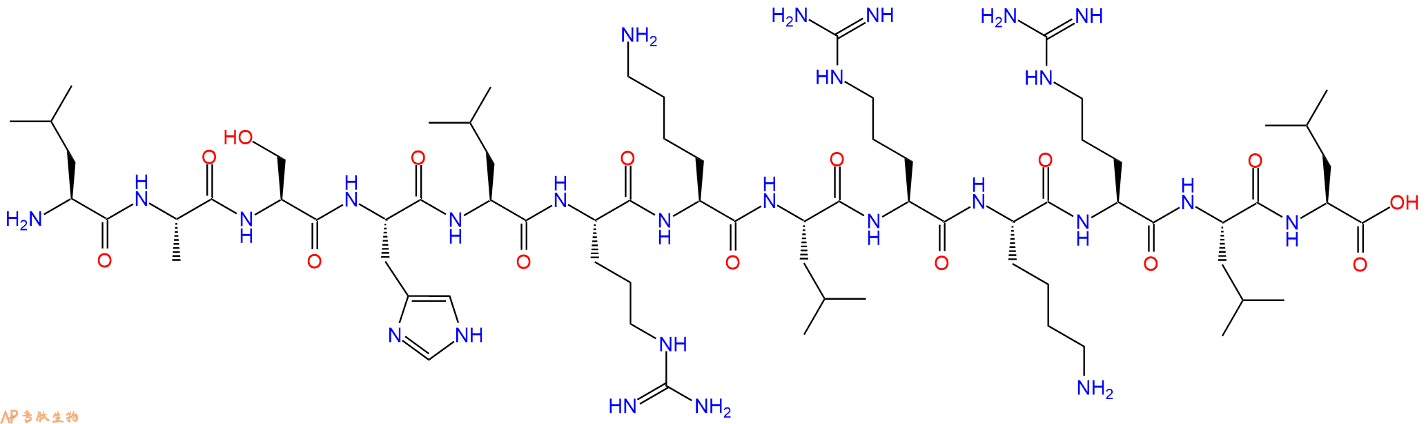 专肽生物产品H2N-Leu-Ala-Ser-His-Leu-Arg-Lys-Leu-Arg-Lys-Arg-Leu-Leu-OH