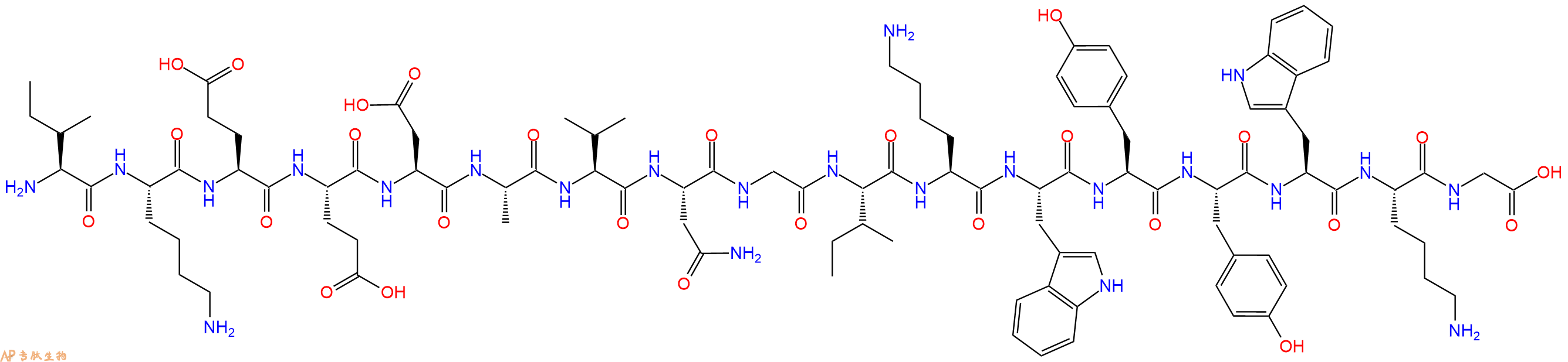 专肽生物产品H2N-Ile-Lys-Glu-Glu-Asp-Ala-Val-Asn-Gly-Ile-Lys-Trp-Tyr-Tyr-Trp-Lys-Gly-OH
