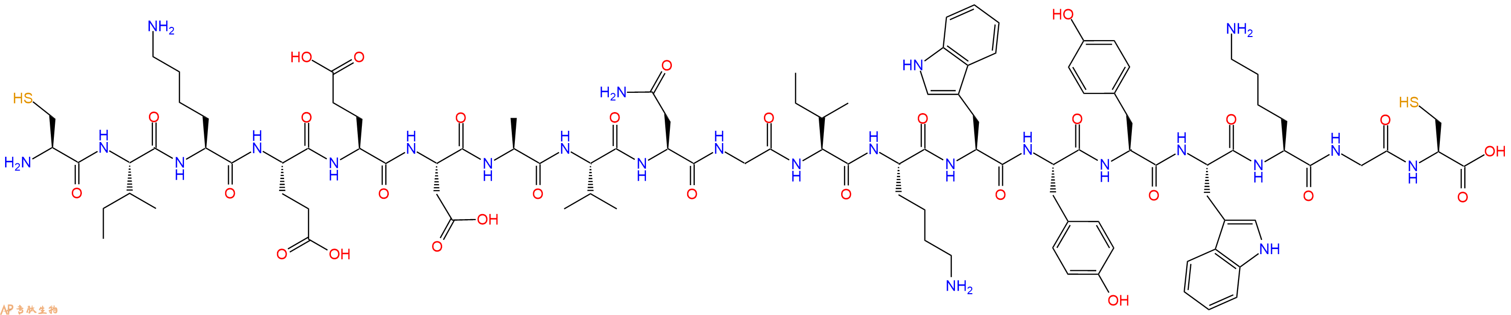 专肽生物产品H2N-Cys-Ile-Lys-Glu-Glu-Asp-Ala-Val-Asn-Gly-Ile-Lys-Trp-Tyr-Tyr-Trp-Lys-Gly-Cys-OH
