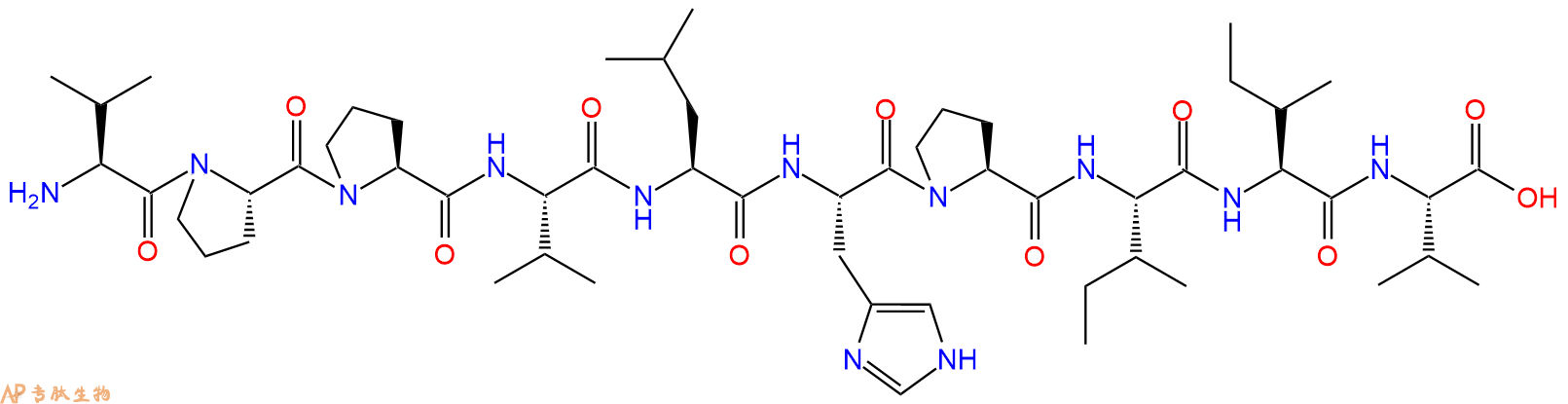 专肽生物产品H2N-Val-Pro-Pro-Val-Leu-His-Pro-Ile-Ile-Val-OH