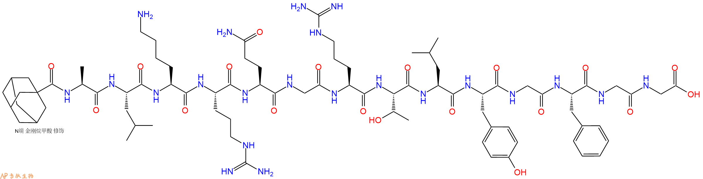 专肽生物产品Ada-Ala-Leu-Lys-Arg-Gln-Gly-Arg-Thr-Leu-Tyr-Gly-Phe-Gly-Gly-OH