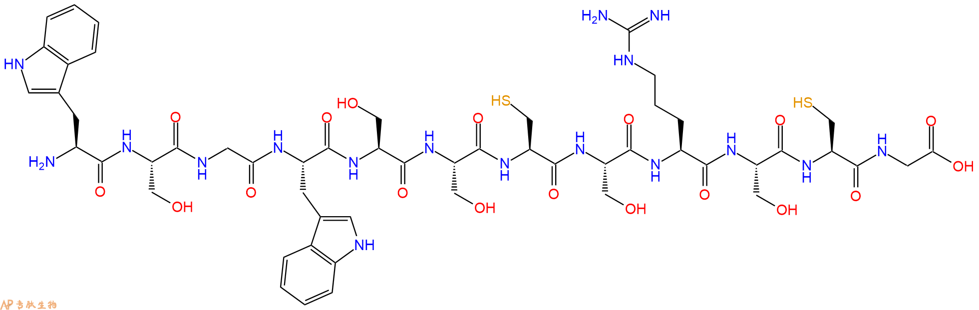 专肽生物产品H2N-Trp-Ser-Gly-Trp-Ser-Ser-Cys-Ser-Arg-Ser-Cys-Gly-OH