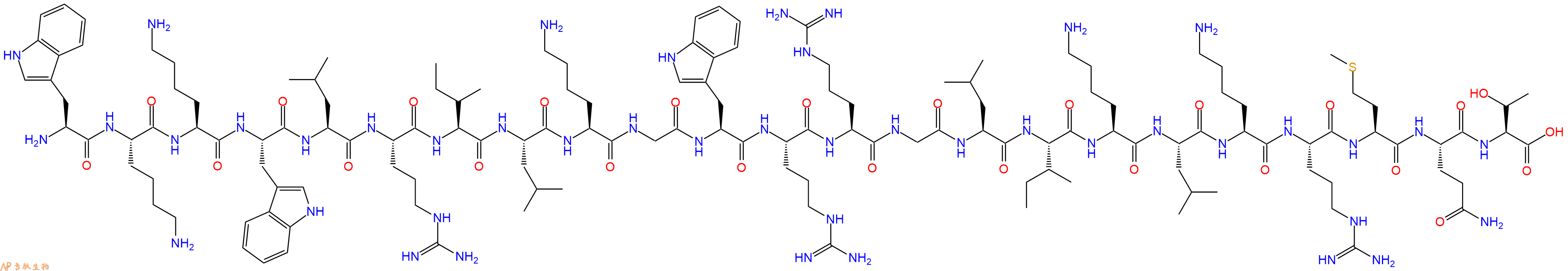 专肽生物产品H2N-Trp-Lys-Lys-Trp-Leu-Arg-Ile-Leu-Lys-Gly-Trp-Arg-Arg-Gly-Leu-Ile-Lys-Leu-Lys-Arg-Met-Gln-Thr-OH