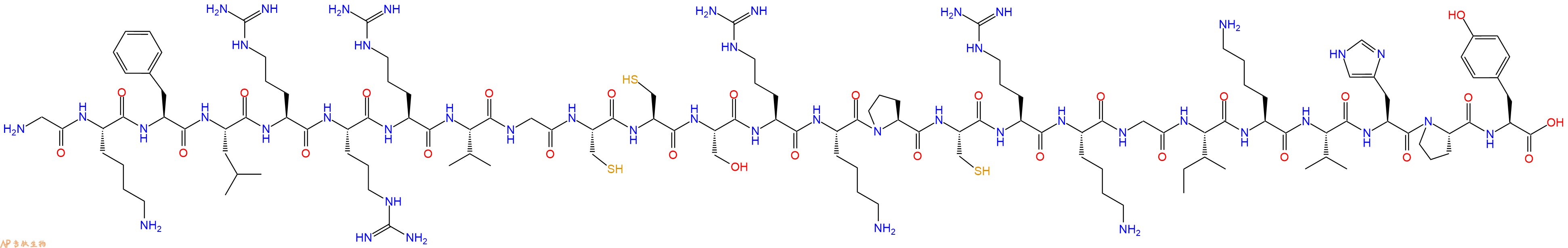 专肽生物产品H2N-Gly-Lys-Phe-Leu-Arg-Arg-Arg-Val-Gly-Cys-Cys-Ser-Arg-Lys-Pro-Cys-Arg-Lys-Gly-Ile-Lys-Val-His-Pro-Tyr-OH