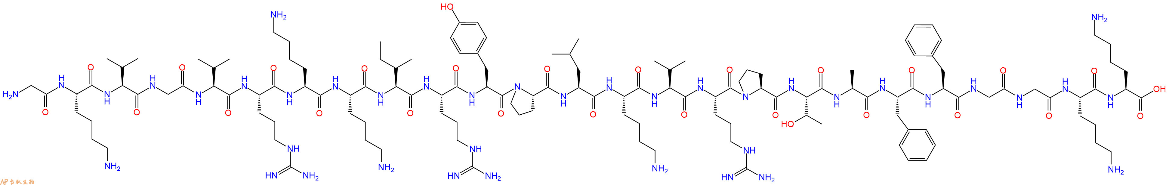 专肽生物产品H2N-Gly-Lys-Val-Gly-Val-Arg-Lys-Lys-Ile-Arg-Tyr-Pro-Leu-Lys-Val-Arg-Pro-Thr-Ala-Phe-Phe-Gly-Gly-Lys-Lys-OH