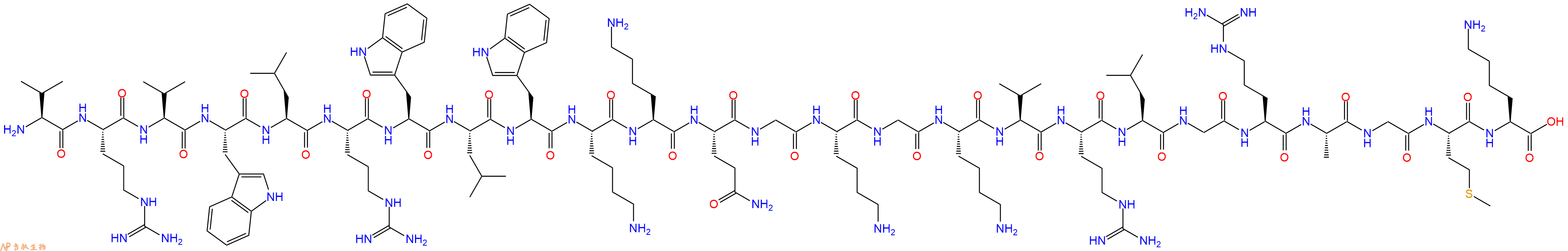 专肽生物产品H2N-Val-Arg-Val-Trp-Leu-Arg-Trp-Leu-Trp-Lys-Lys-Gln-Gly-Lys-Gly-Lys-Val-Arg-Leu-Gly-Arg-Ala-Gly-Met-Lys-OH