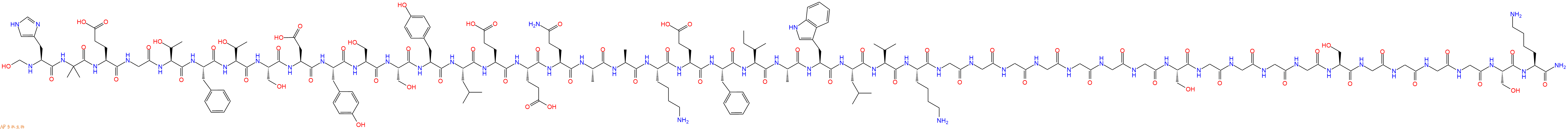 专肽生物产品HO-His-Aib-Glu-Gly-Thr-Phe-Thr-Ser-Asp-Tyr-Ser-Ser-Tyr-Leu-Glu-Glu-Gln-Ala-Ala-Lys-Glu-Phe-Ile-Ala-Trp-Leu-Val-Lys-Gly-Gly-Gly-Gly-Gly-Gly-Gly-Ser-Gly-Gly-Gly-Gly-Ser-Gly-Gly-Gly-Gly-Ser-Lys-CONH2