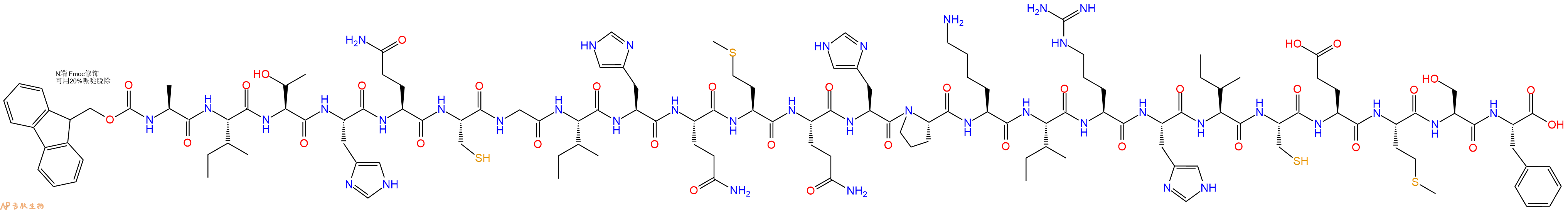专肽生物产品Fmoc-Ala-Ile-Thr-His-Gln-Cys-Gly-Ile-His-Gln-Met-Gln-His-Pro-Lys-Ile-Arg-His-Ile-Cys-Glu-Met-Ser-Phe-OH