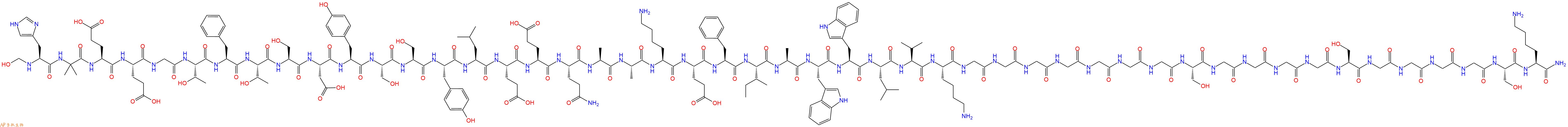 专肽生物产品HO-His-Aib-Glu-Glu-Gly-Thr-Phe-Thr-Ser-Asp-Tyr-Ser-Ser-Tyr-Leu-Glu-Glu-Gln-Ala-Ala-Lys-Glu-Phe-Ile-Ala-Trp-Trp-Leu-Val-Lys-Gly-Gly-Gly-Gly-Gly-Gly-Gly-Ser-Gly-Gly-Gly-Gly-Ser-Gly-Gly-Gly-Gly-Ser-Lys-CONH2