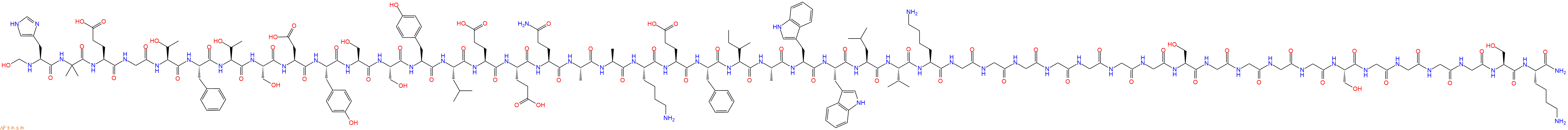 专肽生物产品HO-His-Aib-Glu-Gly-Thr-Phe-Thr-Ser-Asp-Tyr-Ser-Ser-Tyr-Leu-Glu-Glu-Gln-Ala-Ala-Lys-Glu-Phe-Ile-Ala-Trp-Trp-Leu-Val-Lys-Gly-Gly-Gly-Gly-Gly-Gly-Gly-Ser-Gly-Gly-Gly-Gly-Ser-Gly-Gly-Gly-Gly-Ser-Lys-CONH2