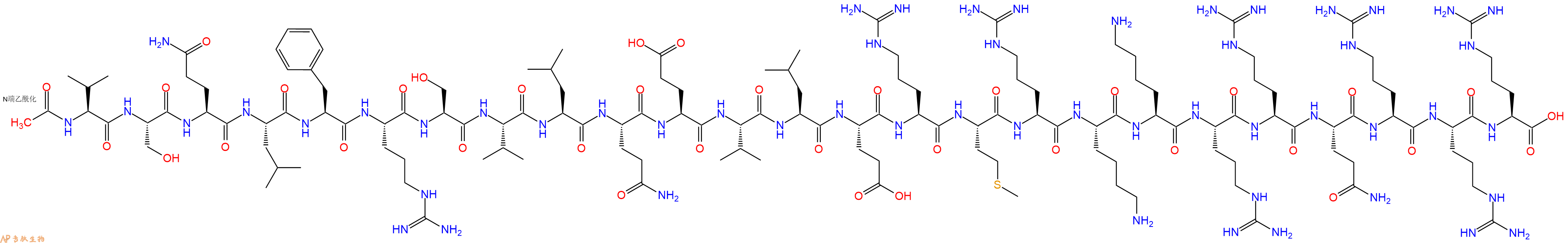 专肽生物产品Ac-Val-Ser-Gln-Leu-Phe-Arg-Ser-Val-Leu-Gln-Glu-Val-Leu-Glu-Arg-Met-Arg-Lys-Lys-Arg-Arg-Gln-Arg-Arg-Arg-OH