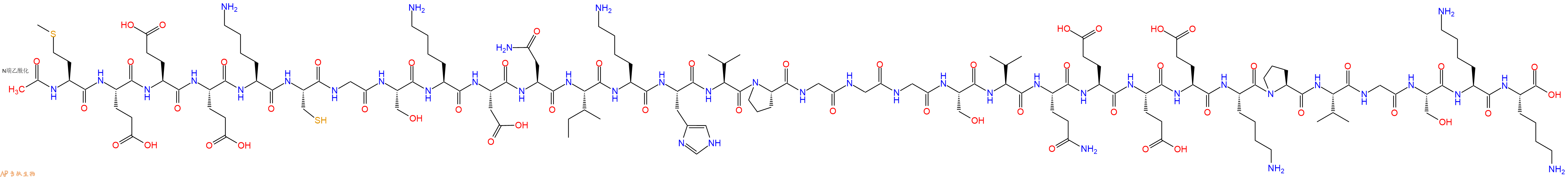 专肽生物产品Ac-Met-Glu-Glu-Glu-Lys-Cys-Gly-Ser-Lys-Asp-Asn-Ile-Lys-His-Val-Pro-Gly-Gly-Gly-Ser-Val-Gln-Glu-Glu-Glu-Lys-Pro-Val-Gly-Ser-Lys-Lys-OH