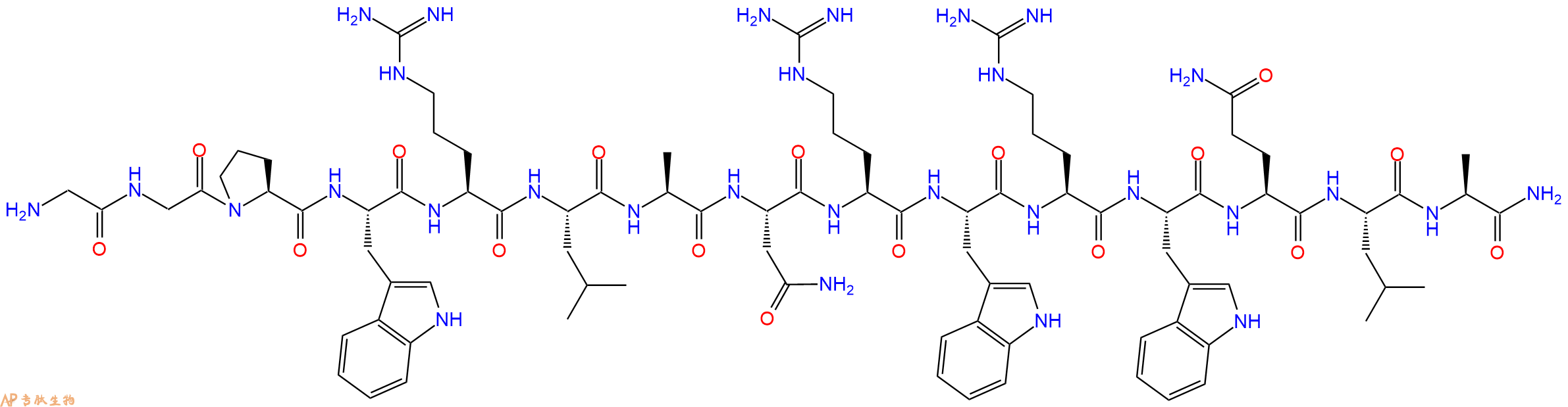 专肽生物产品H2N-Gly-Gly-Pro-Trp-Arg-Leu-Ala-Asn-Arg-Trp-Arg-Trp-Gln-Leu-Ala-CONH2
